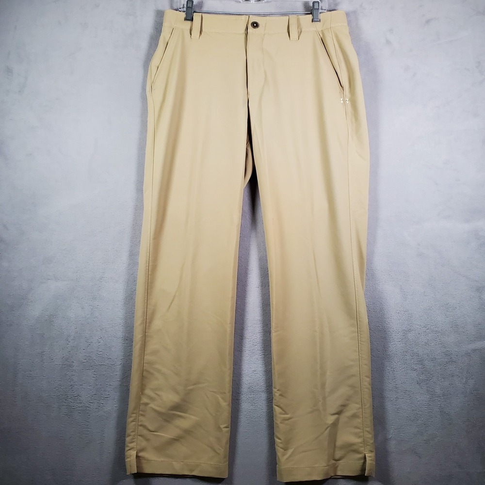 Under Armour Pants Men‎ 34x30 Beige Chino Tech Stretch Performance Office Golf